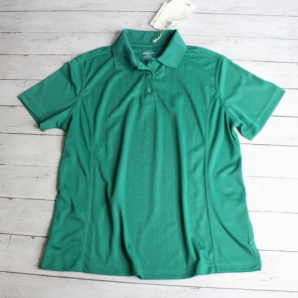 E Performance Women's Golf Polo Size L Green Knit Moisture Wick - Picture 1 of 5